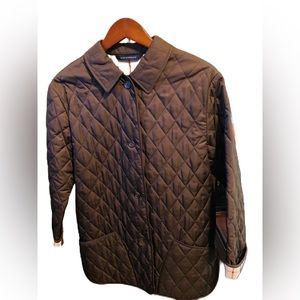 Burberry Vintage Chocolate Brown Diamond Quilted Button Down Coat